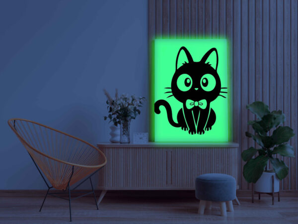Cute Black Kitten with Bow Glow in the Dark Painting Kit – DIY Animal Cartoon Art for Kids | Eazy Arts - Image 3
