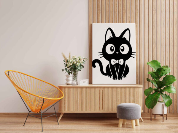 Cute Black Kitten with Bow Glow in the Dark Painting Kit – DIY Animal Cartoon Art for Kids | Eazy Arts - Image 2