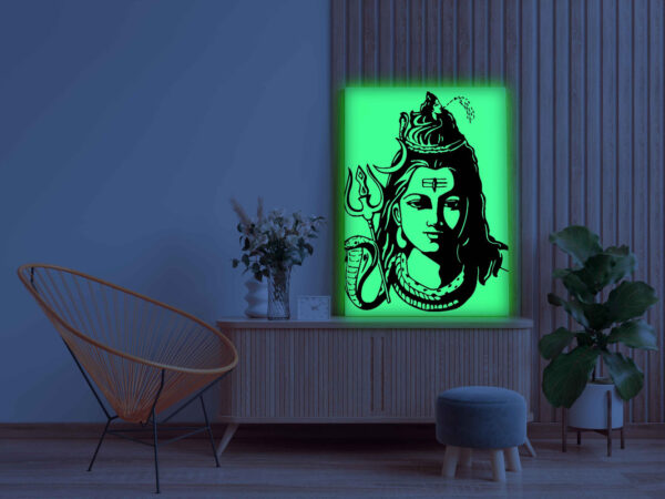 Lord Shiva Face Glow In The Dark Kit – Trishul and Snake Design Canvas | Eazy Arts - Image 3