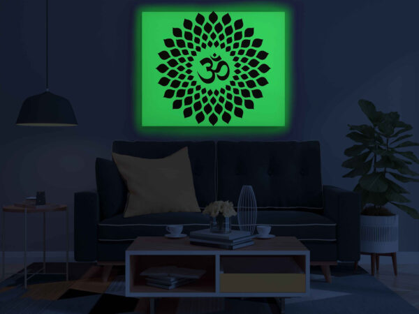 Om Mandala Glow in the Dark Painting Kit – DIY Sacred Symbol & Lotus Wall Art | Eazy Arts - Image 3