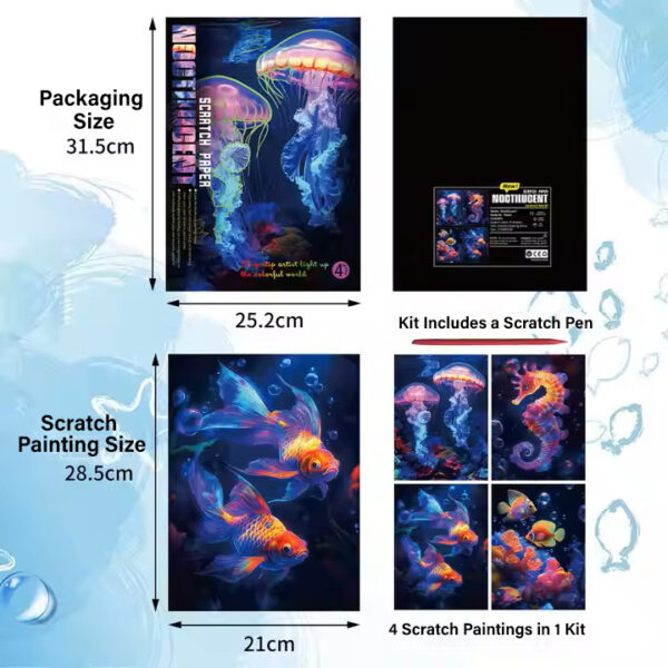 Glow in the Dark Butterfly Scratch Painting Kit – Neon Wings & Floral Magic - Image 5