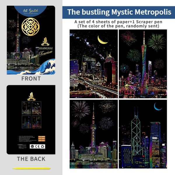 Shanghai Cityscape Scratch Painting Kit – Oriental Pearl Tower & Modern Skylines - Image 3