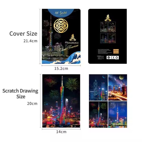 Shanghai Cityscape Scratch Painting Kit – Oriental Pearl Tower & Modern Skylines - Image 4